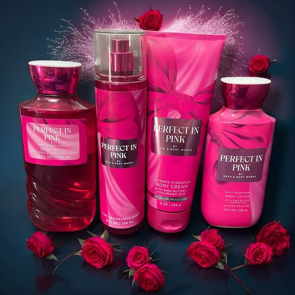 Bath & Body Works Perfect in Pink Body Care Mist Cream Lotion Wash Gift Lot of 4 - Picture 12 of 12